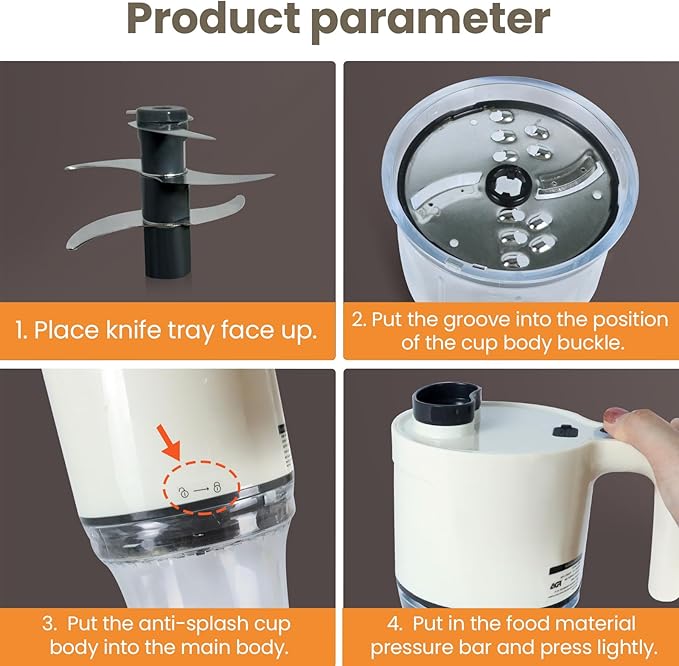 4-in-1 Waterproof Cordless Electric Vegetable Slicer Set - Handheld Electric Chopper, Garlic Chopper, Food Slicer, Hand Mixer with Blender for Chopping, Dicing and Pureeing