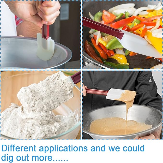 High Heat Resistant Silicone Scraper for Cooking, Spoon Set of 2 (2 x 13.5'')