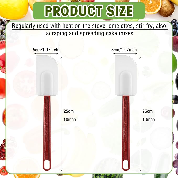 Lounsweer 2 Pcs Heat Resistant Rubber Spatula 10 Inch Commercial Silicone Spatula Scraper Set for Kitchen Use Cooking Silicone Cooking Utensils Sets