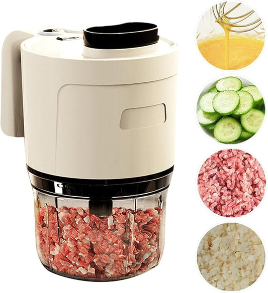 4-in-1 Waterproof Cordless Electric Vegetable Slicer Set - Handheld Electric Chopper, Garlic Chopper, Food Slicer, Hand Mixer with Blender for Chopping, Dicing and Pureeing