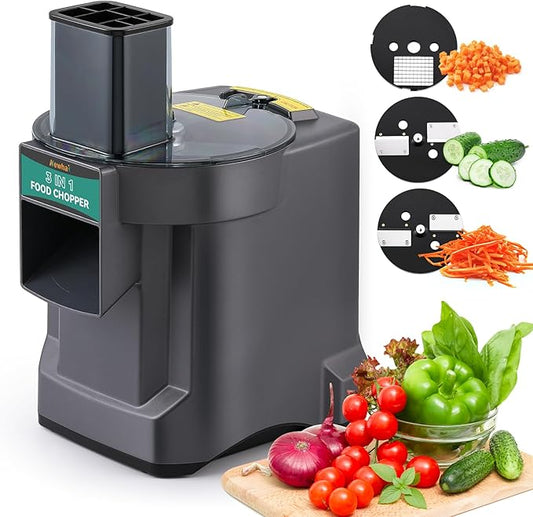 Newhai 3 in 1 Electric Vegetable Dicer Slicer Shredder Multifunctional Vegetable Chopper Automatic Veggie & Fruit Cutter Machine for Commercial & Home Use, 110V, 100W
