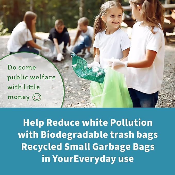 Small Trash Bags 1.2 Gallon - 120 Counts Bathroom Trash Bags Mini 5L Garbage Bags Biodegradable Food Waste Bags Compost Strong Bin Liner Recycle Rubbish Bag for Home Kitchen Office Pet, Green