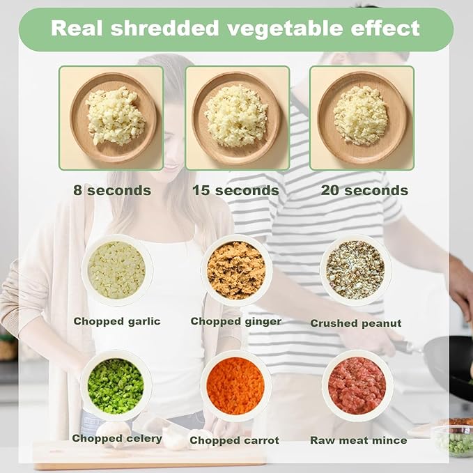 Multi-Functional Portable Wireless Vegetable Chopper - 4-in-1 Electric Food Processor for Chopping, Slicing, Grating & Whipping, with Cleaning Brush and Charging Cable