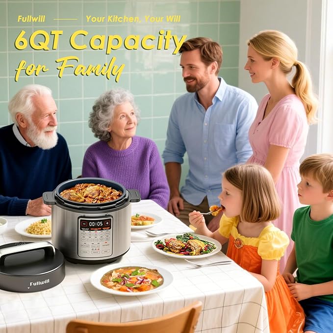 Fullwill 9-in-1 Electric Pressure Cooker(2026 Upgraded), 12 Presets Instant Multi Cooker, Olla de Presion Nonstick Pot 6 Quarts