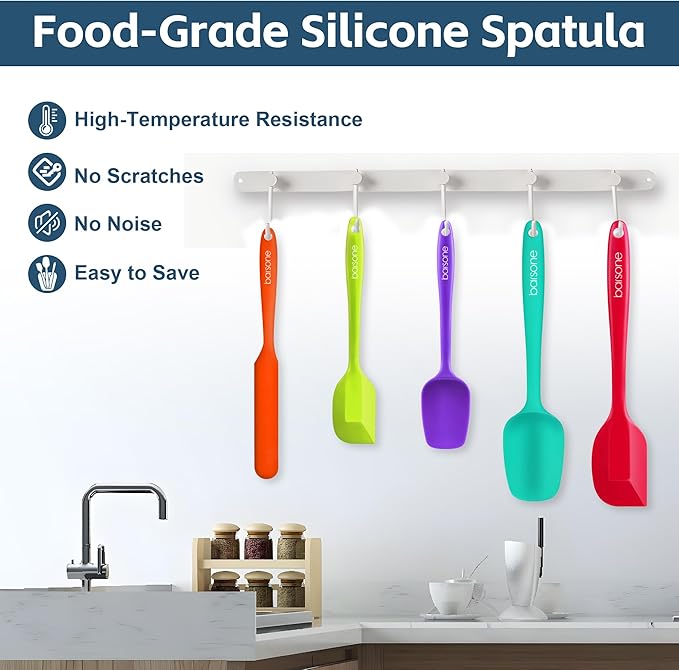 Barsone 5-Piece Silicone Spatula Set - Heat Resistant 446°F Food Grade BPA Free, Nonstick Cookware Safe Dishwasher Safe Kitchen Tools for Baking, Cooking, Stirring, Multicolor.