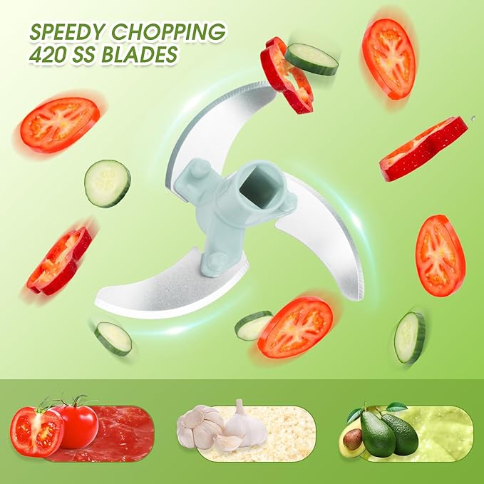 Garlic Mincer Mini Manual Hand Food Chopper with Container Kitchen Onion Vegetable Cutter Veggie Chopper Blue 500ml