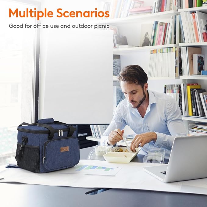 Lifewit Large Lunch Bag Insulated Lunch Box Soft Cooler Cooling Tote for Adult Men Women, Dark Blue 24-Can (15L)