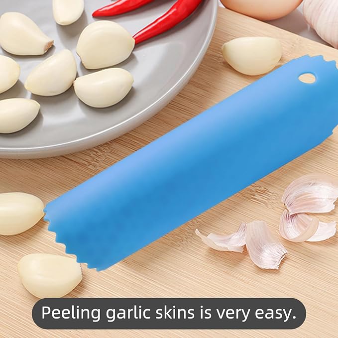 2 Piece Garlic Press Tool Set 304 Stainless Steel Garlic Mincer with Silicone Peeler Kitchen Gadgets for Easy Peeling and Mincing Durable Dishwasher Safe