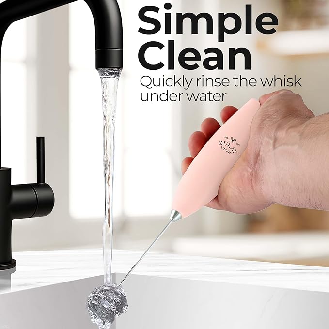 Zulay Kitchen Patented Tornado Triple Whisk Milk Frother with 4 Duracell Batteries – Handheld Foam Maker for Coffee, Lattes, Matcha & Hot Chocolate – Rich, Creamy Froth in Seconds