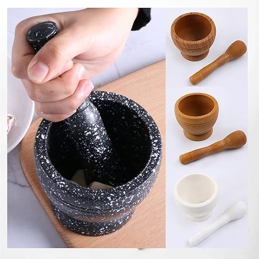 Resin Mortar and Pestle Set, Guacamole Bowl Molcajete Grinder Garlic Spices Herbs Mortar Pestle Set, Great for Guacamole Spice,Cooking Tools Supplies, Small 4.3 Inch Holds 1.5 Cups,Not Made by Stone