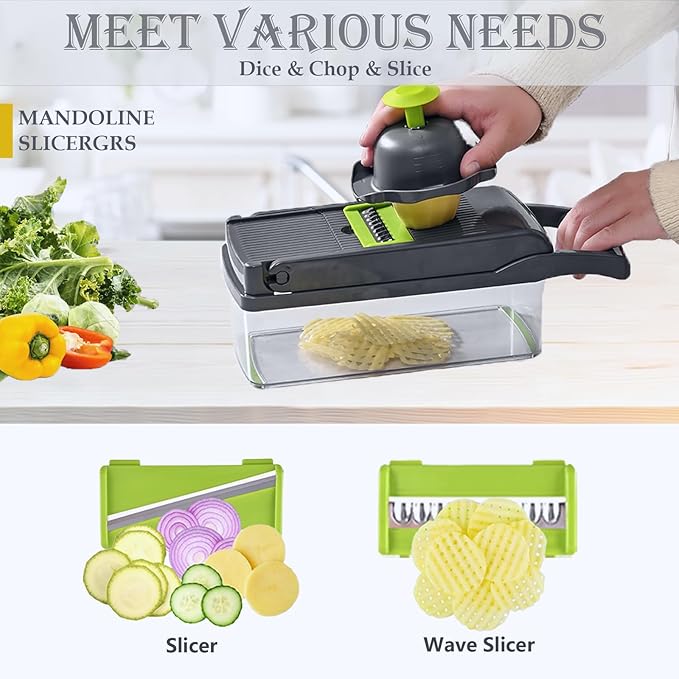 Pro-Series 20-in-1 Mandoline Slicer & Spiralizer, Veggie Chopper with Container, Home Essential Kitchen Gadget