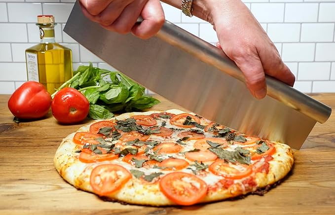 RSVP International Endurance® Rocker Style Stainless Steel Pizza Cutter, 14" | Sharp & Versatile Cutter | Chop & Slice Cakes & Pizzas with Ease | Dishwasher Safe