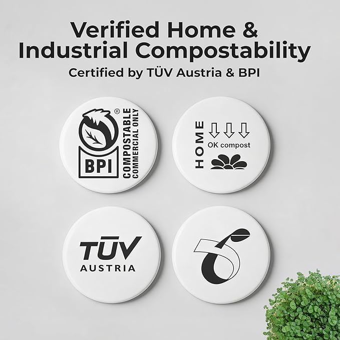 Compostable Trash Bags for Kitchen Compost Bins – 2.6 Gallon Compost Bags for Countertop Bin, Green Compostable Bags, BPI & OK Industrial Certified, Leak-Proof Food Waste Bags (50 Count)