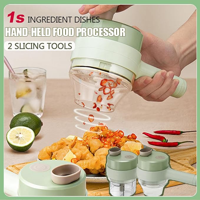 5 in 1 Electric Vegetable Chopper, Smart Kitchen Appliances, Mini Handheld Vegetable Chopper Set, Electric Vegetable Cutter with Egg Beater and Clean Brush