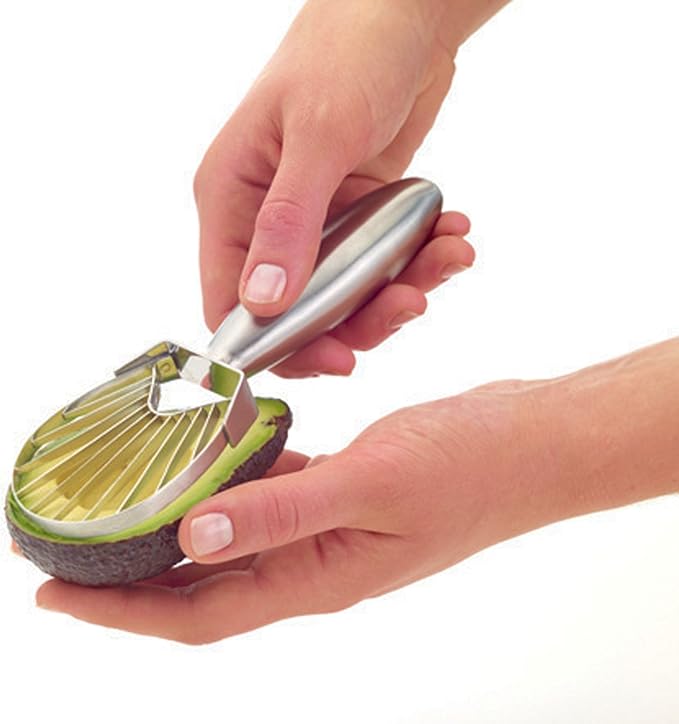 MasterClass KCAVOCADO Stainless Steel Avocado Slicer and Scooper, 18 cm (7"), Silver