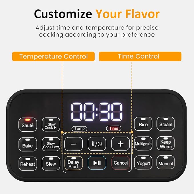 Sunvivi 12-in-1 Multi Slow Cooker Roaster Oven, 6.5QT Sliver Digital Programmable Slow Cooker with Rack, Large Removable Nonstick Crock, Glass Lid, Multicooker with Timer Temp Control, Blue