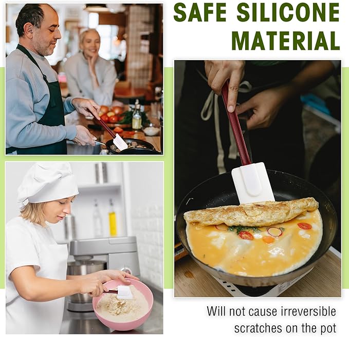 Lounsweer 2 Pcs Rubber Spatula Heat Resistant Silicone Spatula Scraper 10 Inch 14 Inch Commercial Baking Spatulas Set for Kitchen Use Cooking Silicone Cooking Utensils Sets