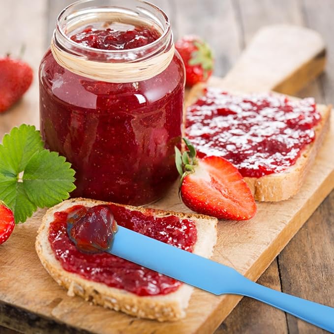 8pcs Jar Spatula,Silicone Jar Scraper with Long Handle,Jam Spreader Cake Cream Butter Spatulas, Kitchen Must Have Small Silicone Spatula, Jar Blender Waxing Sticks Large with Slant for Hard Wax