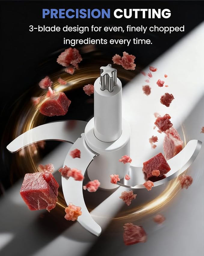 LINKChef Food Processor Small, 6 Cup Food Chopper with Container, 1.5L 250W Electric Meat Grinder for Home Use, Stainless Steel Mini Food Processor for Kitchen, Vegetable, Onion, Garlic, Salad