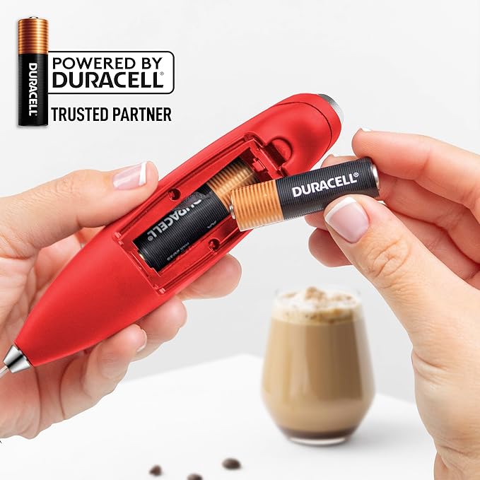 Zulay Kitchen Whisk Milk Frother with 4 Duracell Batteries - Powerful Handheld Foam Maker for Coffee, Lattes, Matcha, Hot Chocolate & Cappuccinos - Whip Creamy Froth in Seconds