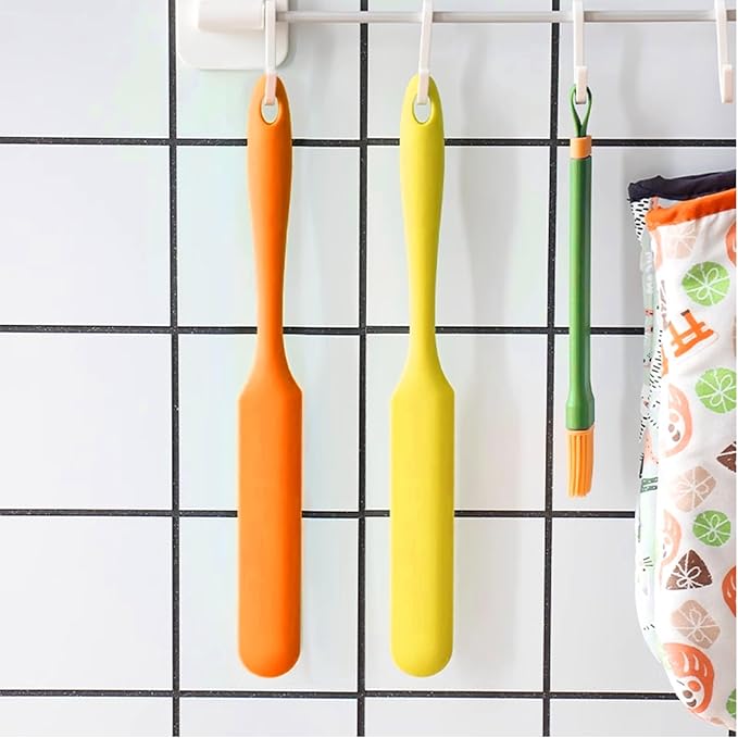 4 Pcs Silicone Jar Spatulas, Non-Stick Heat Resistant Cake Cream Spatulas Set, 9.8 inch Cake Cream Butter Spatulas(4 colors）