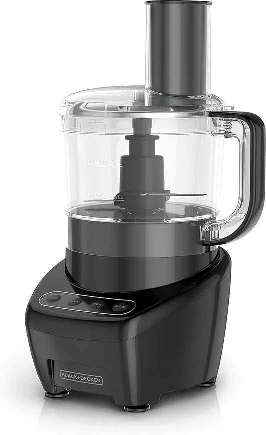 BLACK+DECKER 3-in-1 Easy Assembly 8-Cup Food Processor, Stainless Steel S-Blade, Easy-Clean, Touchpad Controls Black