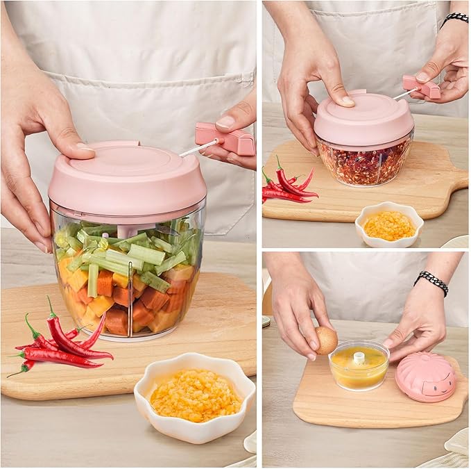 Manual Food Chopper Vegetable Cutter Onions Cutter Garlic Dicer Grinder Veggie Chopper with Container 160ML