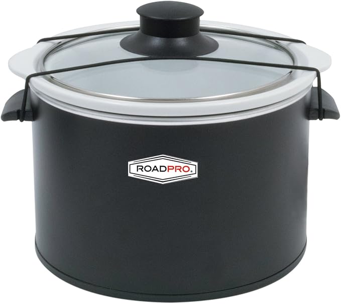 RoadPro-RPSL-350 Quart Slow Cooker, Auto Travel, 12V, White, 1.5 Quart