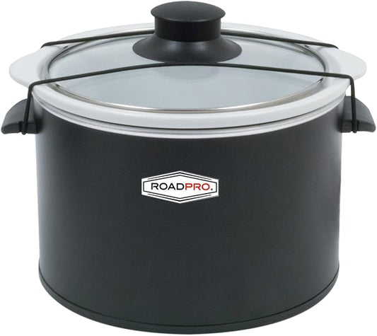 RoadPro-RPSL-350 Quart Slow Cooker, Auto Travel, 12V, White, 1.5 Quart