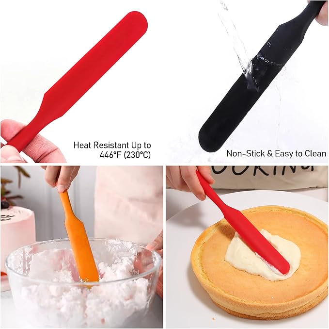4 Pcs Silicone Jar Spatulas, Non-Stick Heat Resistant Cake Cream Spatulas Set, 9.8 inch Cake Cream Butter Spatulas(4 colors）