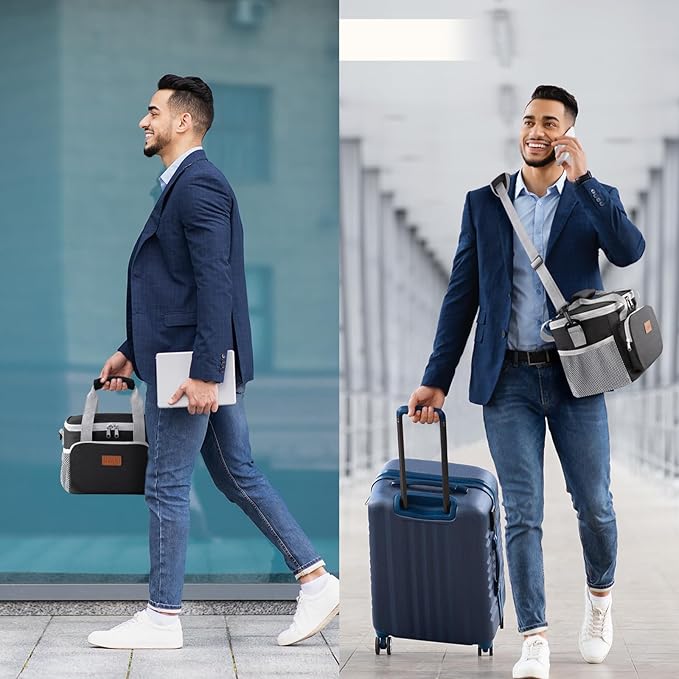 Lifewit Medium Lunch Bag Insulated Lunch Box Soft Cooler Cooling Tote for Adult Men Women, Gray and Black 12-Can (9L)