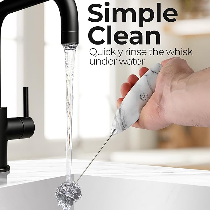 Zulay Kitchen Patented Tornado Triple Whisk Milk Frother with 4 Duracell Batteries – Handheld Foam Maker for Coffee, Lattes, Matcha & Hot Chocolate – Rich, Creamy Froth in Seconds