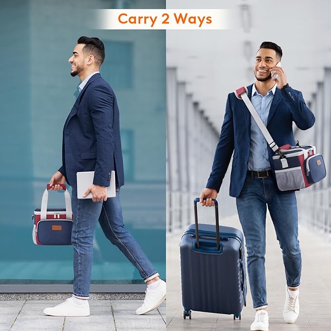 Lifewit Medium Lunch Bag Insulated Lunch Box Soft Cooler Cooling Tote for Adult Men Women, White and Red and Blue 12-Can (9L)