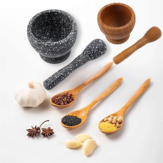 Resin Mortar and Pestle Set, Guacamole Bowl Molcajete Grinder Garlic Spices Herbs Mortar Pestle Set, Great for Guacamole Spice,Cooking Tools Supplies, Small 4.3 Inch Holds 1.5 Cups,Not Made by Stone