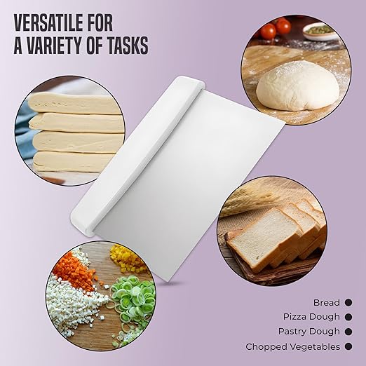 OCS Parts 6-Pack 6" Stainless Steel Dough Cutter and Bench Scraper | White Handle | Cutter for Pizza Dough, Bread, and Pastry Dough | Multipurpose Kitchen Utensil
