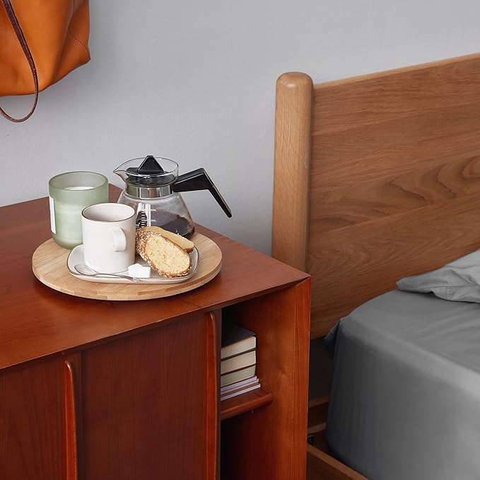 10 Inch Bamboo Lazy Susan Organizer Turntable for Kitchen Cabinet Table Refrigerator Lazy Susans Spice Rack for Pantry Countertop Organization