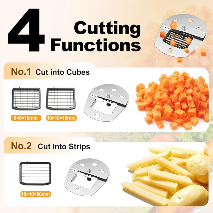 4-In-1 Electric Vegetable Chopper, 200W Vegetable Slicer Food Processor, Veggie Food Cutter With Slicing Shredding Dicing And Striping Function For Commercial Home Use