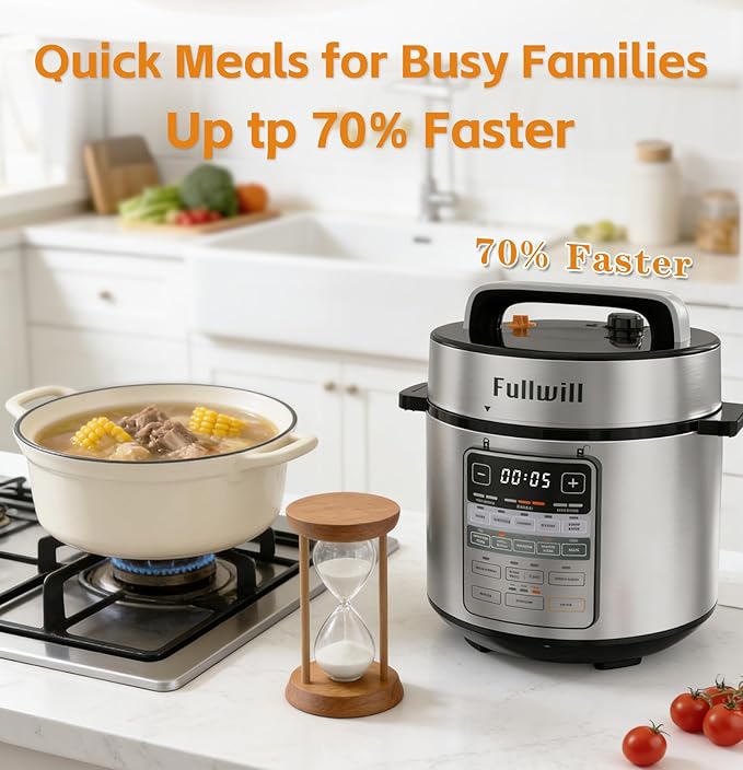 Fullwill Dual-Pot Electric Pressure Cooker,12-in-1 Multi Cooker with 6QT Stainless Steel & 5QT Ceramic Pot,Olla de Presion for Pressure,Rice,Meat Stew,Yogurt Maker