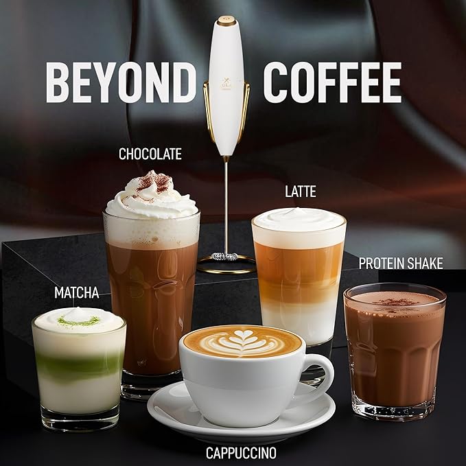 Zulay Kitchen Executive Series Luxury Gift Milk Frother with 4 Duracell Batteries – Handheld Electric Foam Maker for Coffee, Lattes & Hot Chocolate – Deluxe Finish, Ultimate Gift for Coffee Lovers