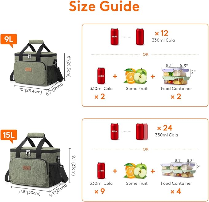 Lifewit Large Lunch Bag Insulated Lunch Box Soft Cooler Cooling Tote for Adult Men Women, Dark Green 24-Can (15L)