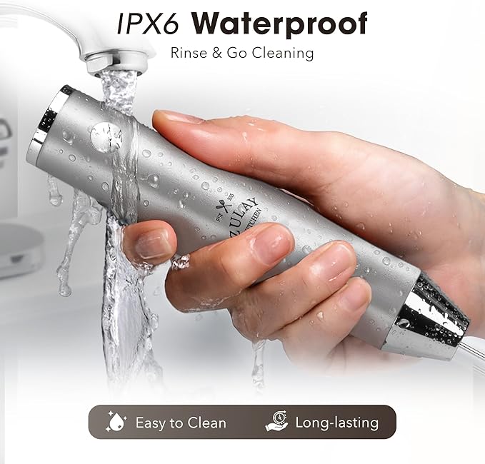 Zulay Kitchen Rechargeable Milk Frother Handheld - Lux 4 Whisks, Powerful 2-Speed Motor, Waterproof, 2000mAh Battery - Drink Mixer for Latte, Cappuccino, Matcha & Protein Powder - Silver