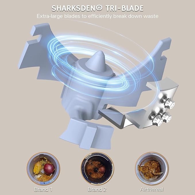 Airthereal R500 Electric Kitchen Composter with SHARKSDEN Tri-Blade | Turns Food Scraps into Dry Fertilizer in 4 Hours | Odorless Countertop Waste Recycler, 2.5L, Dishwasher Safe (Glossy Pearl White)