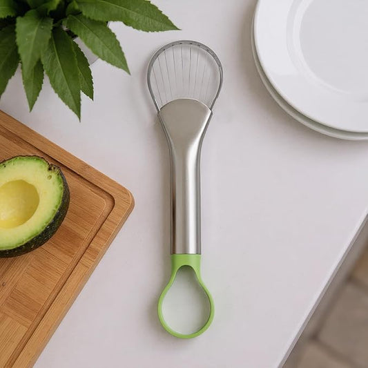 QPQ 2-in-1 Avocado Slicer & Pitter, Stainless Steel Kitchen Tool with Wire End for Scooping, Loop End for Pit Removal, Dishwasher Safe，Stainless Steel Avocado Slicer