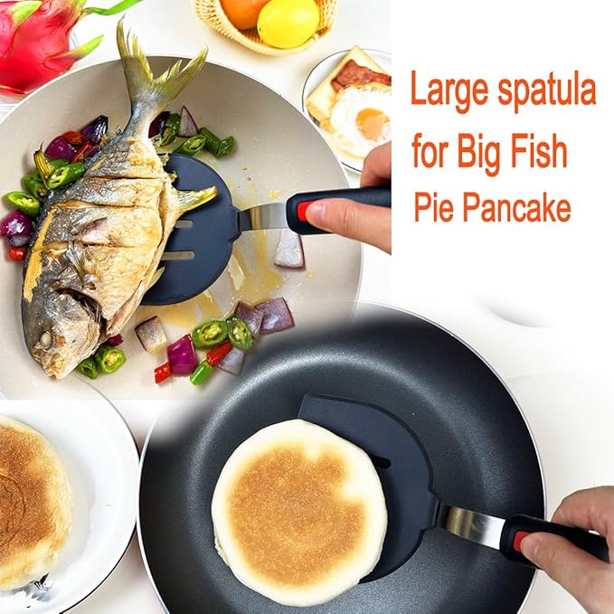 4Pcs Spatula Silicone Heat Resistant Flexible Rubber Silicone Spatulas for Nonstick Cookware, Burger Pancake Spatula Turner Large Spatulas Set for Cooking Kitchen Utensils Set Black