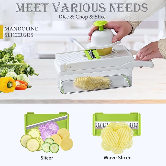 Pro-Series 16-in-1 Mandoline Slicer & Spiralizer, Veggie Chopper with Container for Onion Salad & More