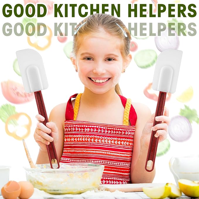 Lounsweer 2 Pcs Heat Resistant Rubber Spatula 10 Inch Commercial Silicone Spatula Scraper Set for Kitchen Use Cooking Silicone Cooking Utensils Sets