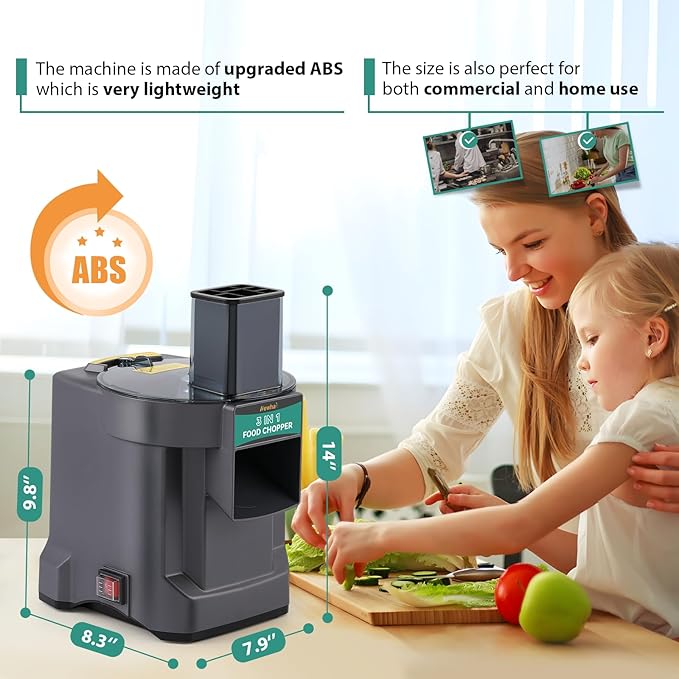 Newhai 3 in 1 Electric Vegetable Dicer Slicer Shredder Multifunctional Vegetable Chopper Automatic Veggie & Fruit Cutter Machine for Commercial & Home Use, 110V, 100W