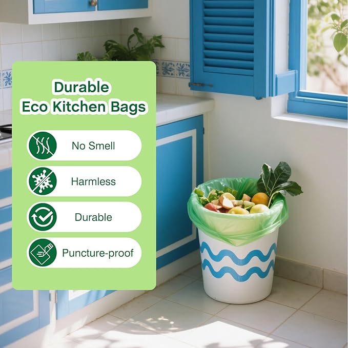 4 Gallon Trash Bags: 120 Count Small Garbage bags, Compost Waste Bag Strong Trash Can Liners Unscented for Bathroom Kitchen Bedroom Office Green