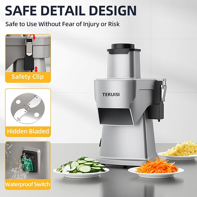 4-In-1 Electric Vegetable Chopper, 200W Vegetable Slicer Food Processor, Veggie Food Cutter With Slicing Shredding Dicing And Striping Function For Commercial Home Use