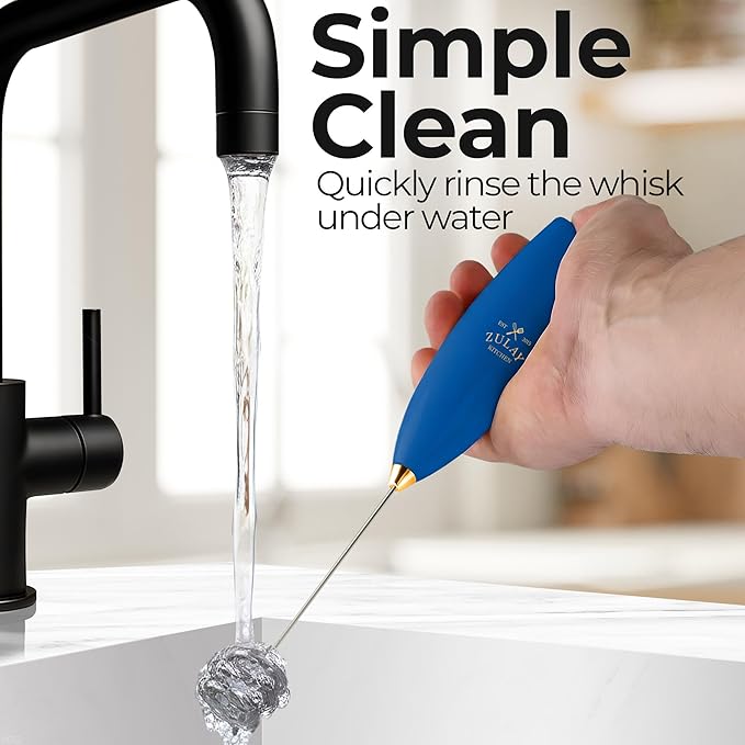 Zulay Kitchen Patented Tornado Triple Whisk Milk Frother with 4 Duracell Batteries – Handheld Foam Maker for Coffee, Lattes, Matcha & Hot Chocolate – Rich, Creamy Froth in Seconds